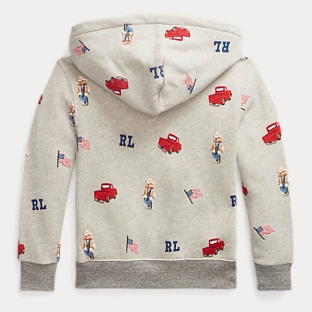 Ralph Lauren Polo Country Boy’s Grey Graphic Polo Bear W/ Truck Hoodie, size XL - Picture 2 of 14